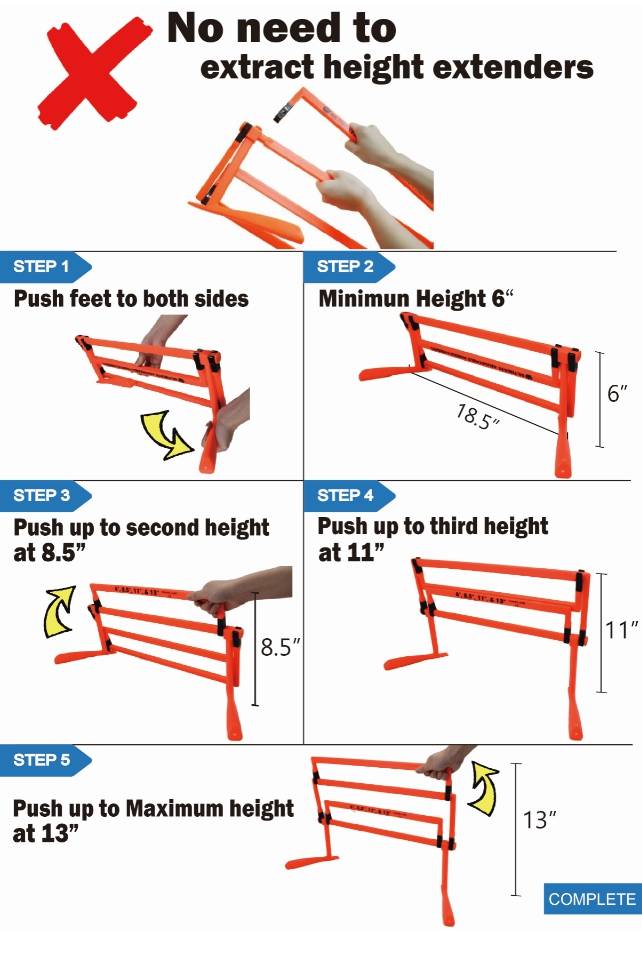 Ultimate Adjustable Hurdle 4 Heights, Set of 6